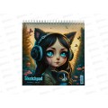 Скетчпад АКАД 40л Девочка с котенком 195*195мм 14299-ЕАС *24