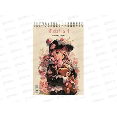 Скетчпад АКАД А5 40л  Девочка с мишкой 14191-ЕАС *24