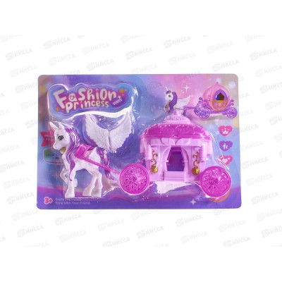 Набор "Экипаж" единорог, карета, 2980157 на блистере 17*28,2см
