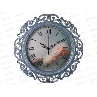 Часы настенные &quot21 Век&quot 4126-009 Классика синий с серебром, круглые d-40.5 Рубин