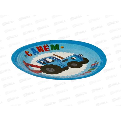 Тарелка бумажная &quotС Днем Рождения&quot синий трактор 18см 7044087 *10