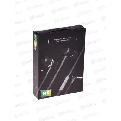 Наушники вакуумные AUX разъём с МК 1.1м, More Choice G18 черный
