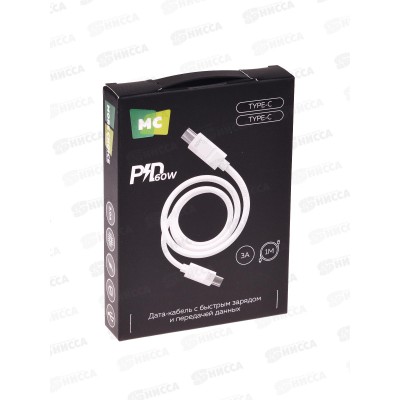 Дата-кабель More USB 3.0A PD 60W Type-C K87aa, 1м нейлон белый Дата-кабель More USB 3.0A PD 60W Type-C K87aa, 1м нейлон белый