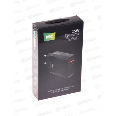 З/у сетевое 1USB 3.0A QC3.0 15W быстр. More choice NC09 черный