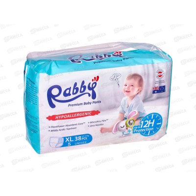 RABBY Подгузники-трусики детские 12-17кг XL 38шт *4 R12-XL-38 RABBY Подгузники-трусики детские 12-17кг XL 38шт *4 R12-XL-38