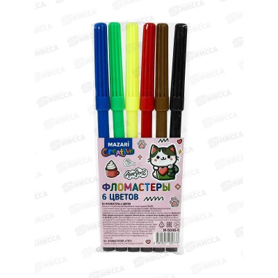 Фломастеры 6цв. MAZARI Котики вент.колп.,, M-5046-6 *24/288 Фломастеры 6цв. MAZARI Котики вент.колп.,, M-5046-6 *24/288