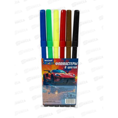 Фломастеры 6цв. MAZARI Машина вент.колп.,, M-5047-6 *24/288 Фломастеры 6цв. MAZARI Машина вент.колп.,, M-5047-6 *24/288
