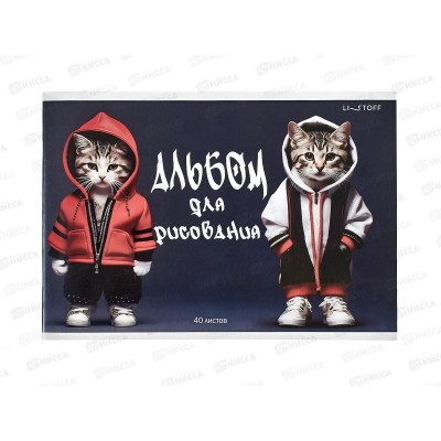 Альбом д/рис.40л ЭКСМ Банда котиков. мел.картон, скрепка.  АЛ402602 *3