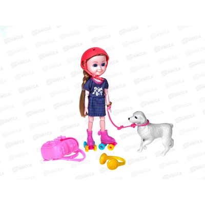 Кукла малышка Miss Kapriz MK53856 на роликах с собакой FCJ1360589 в пакете Кукла малышка Miss Kapriz MK53856 на роликах с собакой FCJ1360589 в пакете