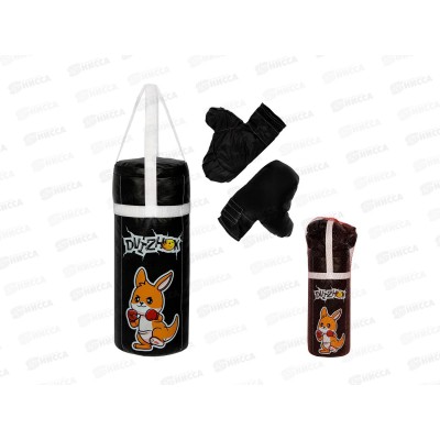 Боксерский набор Кенгуренок 40см черный экокожа Dvizhok, ОА-00000247