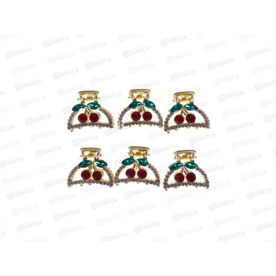 Крабик металл &quotВишня&quot со стразами №2557 (уп 6шт)