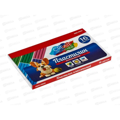 Пластилин 16цв 320г ПП классический, ПЛ-0126  *10