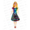 Кукла-модель 29см в платье с пайетками, 1000012