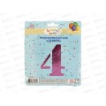 Шар фольгированный "Цифра 4" розовый  Акад MNZP-PN4-BLN16-H1 *10