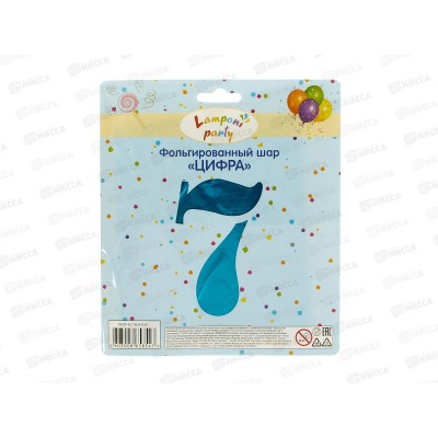 Шар фольгированный &quotЦифра 7&quot голубой  Акад MNZP-BL7-BLN16-H1 *10