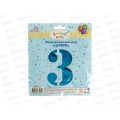Шар фольгированный "Цифра 3" голубой  Акад MNZP-BL3-BLN16-H1 *10