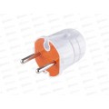 Вилка TDM без заземления белая с красной вставкой  10А 250В 0209 *48