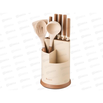 Набор Agness из 9пр 5нож полов,лопатка,шумовка,подставка 671-204 Набор Agness из 9пр 5нож полов,лопатка,шумовка,подставка 671-204