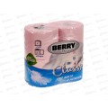Бумага туалетная BERRY Classik 2х-слойная, 4 рулона на втулке розовая *16