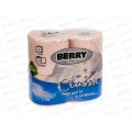 Бумага туалетная BERRY Classik 2х-слойная, 4рулона на втулке персиковая *16