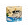 Бумага туалетная  BERRY Classik 2х-слойная, 4рулона на втулке желтая *16