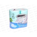 Бумага туалетная BERRY Classik 2х-слойная, 4рулона на втулке голубая *16