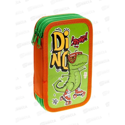 Пенал ПЧЕЛКА 3отд., Дино на роликах 190*105, ПО-110 *15