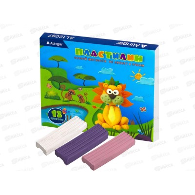 Пластилин 12цв 180г Alingar Лев,AL12097 *36