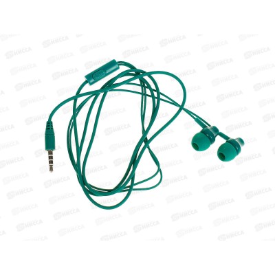 Наушники вакуумные AUX разъём с МК 1.1м, More Choice G38 Emerald
