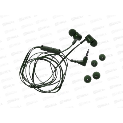 Наушники вакуумные AUX разъём с МК 1.2м, Hoco M86 Oceanic army Green