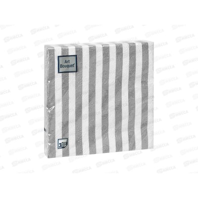 Салфетки 3 слойные 16 листов 33*33 Art Bouquet Барокко Полосы серебряные,37870*12 Салфетки 3 слойные 16 листов 33*33 Art Bouquet Барокко Полосы серебряные,37870*12