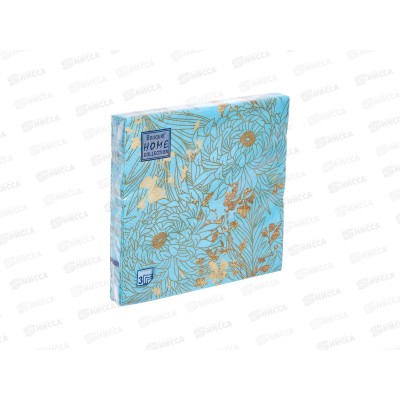 Салфетки 3 слойные 20 листов 33*33 Art Bouquet Золотые цветы Тиффани *12 57760