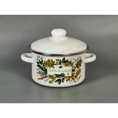 Кастрюля 2,0л эмал.с рис. 01-1610/4 Травы и специи  *8