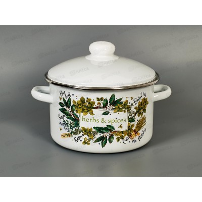 Кастрюля 3,0л эмал. с рис 01-Б1612/4 Травы и специи *4