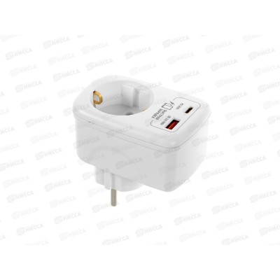 Адаптер сетевой ФОТОН AM16-1E-USB/A1C1-QC, 16А быстрая зарядка, Белый Адаптер сетевой ФОТОН AM16-1E-USB/A1C1-QC, 16А быстрая зарядка, Белый