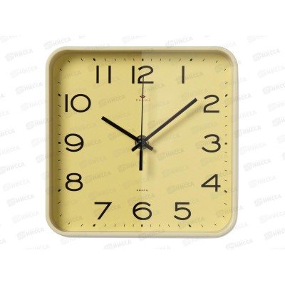 Часы &quot21 Век&quot 1918-008  квадрат Рубин d-19*19см желтый. Классика