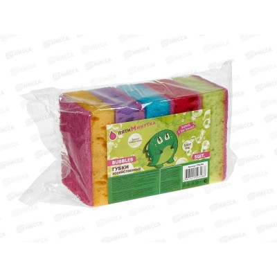 Губка д/посуды Пятиминутка 5 bubbles (96*69*30)