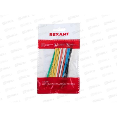 Набор термоусаживаемых трубок №12 ТУТ нг 3,0/1,5мм, 7 цветов (упак. 21 шт. по 10см) REXA