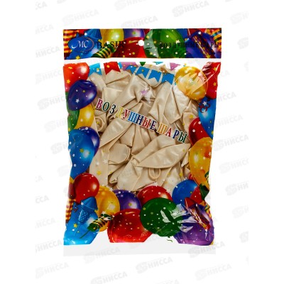 Шары 12" металл., белый .100шт, МС-3444