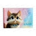 Альбом для рисования 40л ПП Коты с большими глазами, 2д гребень, 40-5910  *20