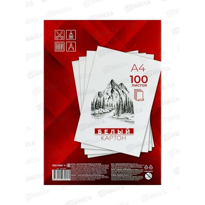 Картон белый А4 ПП 100л, 100-3958 *20