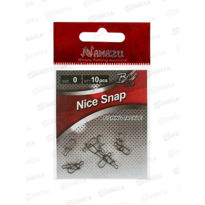 Карабин Namazu NICE SNAP, цв. BN, р.0, test-14кг, (уп.10шт) N-FT-NS0