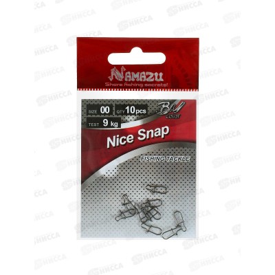Карабин Namazu NICE SNAP, цв. BN, р.00, test-9кг, (уп.10шт) N-FT-NS00