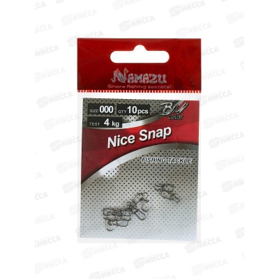Карабин Namazu NICE SNAP, цв. BN, р.000, test-4кг, (уп.10шт)N-FT-NS000
