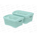 Набор корзинок с крышками &quotРомбики&quot (M+S, 2шт) мята, АП 417