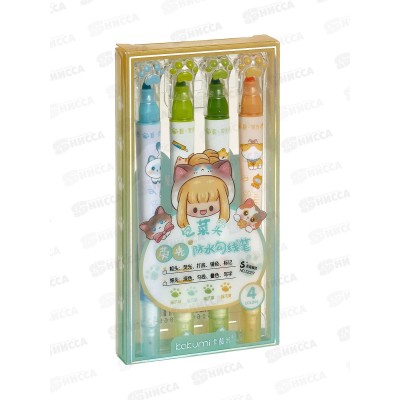 Набор маркеров-текстовыделителей 2-х сторон. 4цв Котики и лапки 12037 Набор маркеров-текстовыделителей 2-х сторон. 4цв Котики и лапки 12037