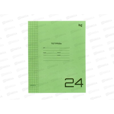 Тетрадь 24л кл BG UniTone Green пластик. обл.прозрач. 08957 *10/120