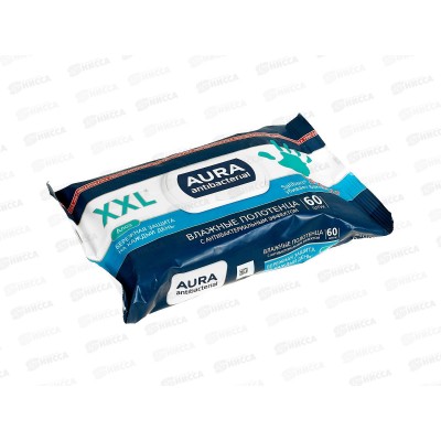 АУРА влажные полотенца Антибактериальные с крышкой 60шт *10 86181 АУРА влажные полотенца Антибактериальные с крышкой 60шт *10 86181