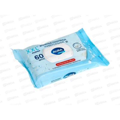 АУРА Femily Влажные полотенца Антибактериальные с крышкой 60шт *10