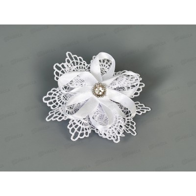 Бант гипюр, шелк круглый стразы камень 9см №9316